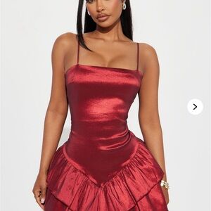 Vibrant Red Ruched Fit and Flare Dress for Cocktail Night